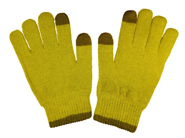 Woolen gloves isolated- yellow — Stock Photo, Image