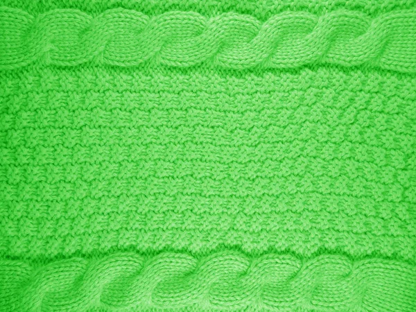 Latar Belakang Knitted Wool - Hijau — Stok Foto