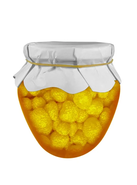 Jam jar isolated - yellow — Stock Photo, Image