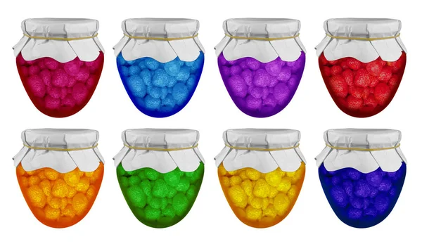 Jam jar isolated - colorful — Stock Photo, Image