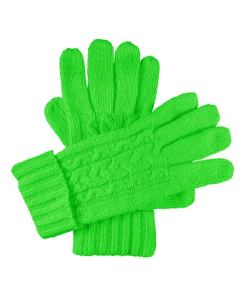 Woolen gloves isolated - green — Stock Photo, Image