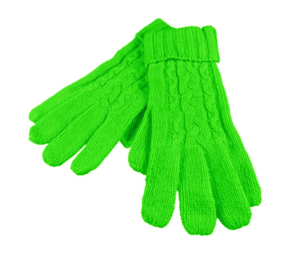 毛线手套隔离-绿色 — 图库照片