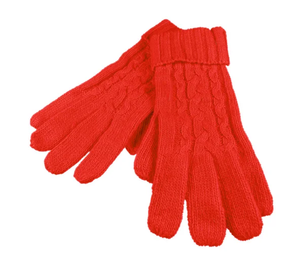 Μάλλινα γάντια απομονωμένος - κόκκινο — Φωτογραφία Αρχείου
