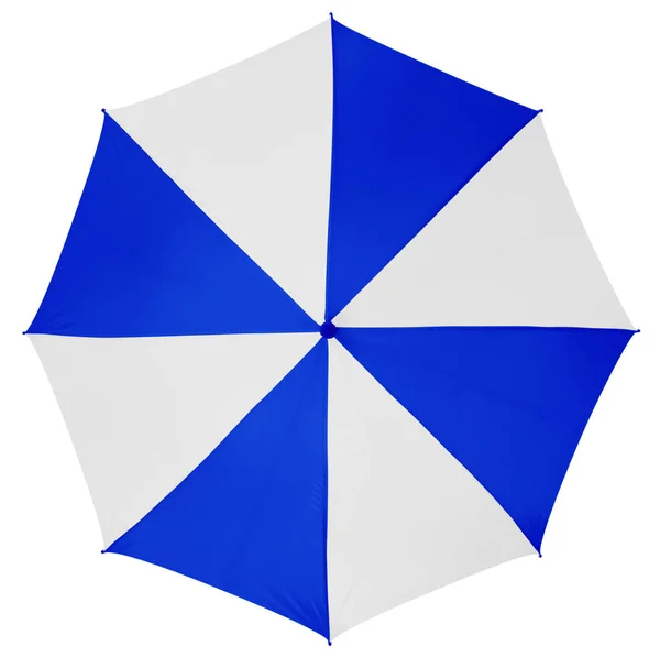 Parasol na białym tle niebieski biały — Zdjęcie stockowe