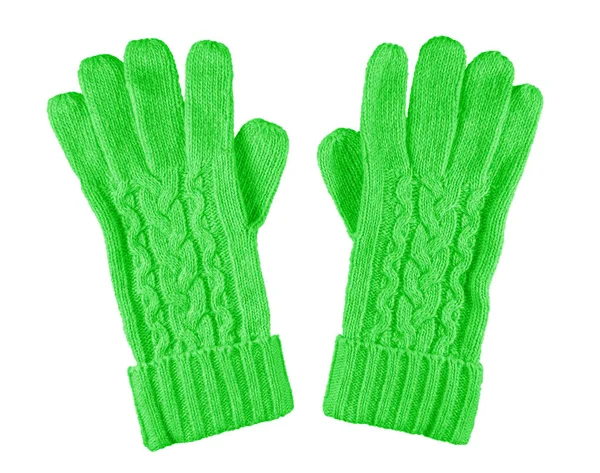 Woolen gloves isolated - green — Stock Photo, Image