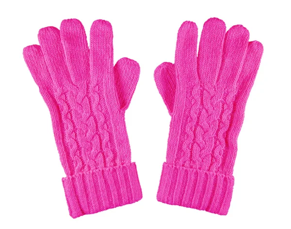 毛线手套隔离-粉红色 — 图库照片