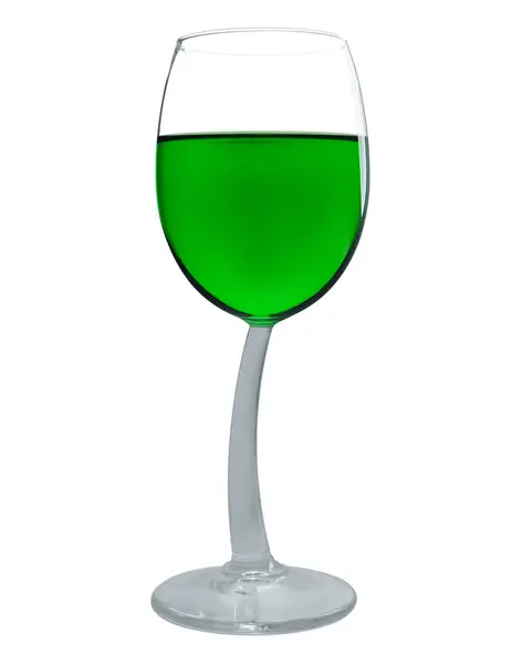 Wino w szklance na białym tle - zielony — Zdjęcie stockowe