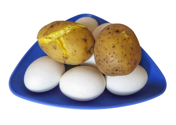 Boiled potatoes and eggs — Stock Photo, Image