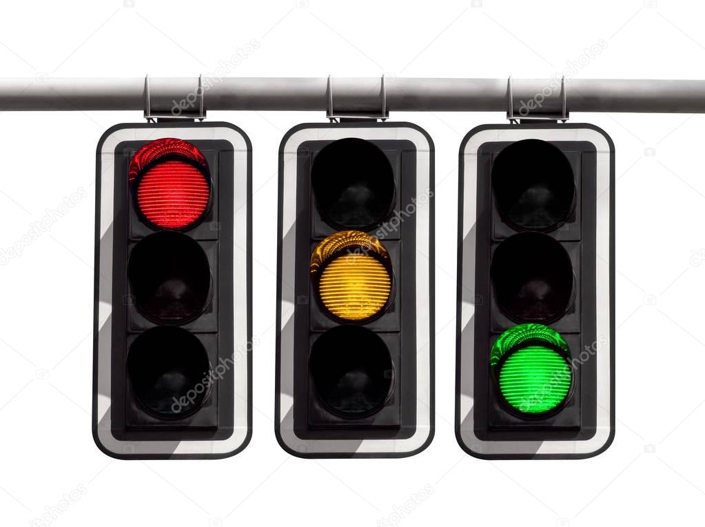Traffic lights - red yellow green isolated