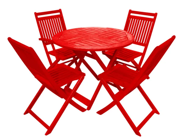 Wooden table and chairs - red — Stock Photo, Image