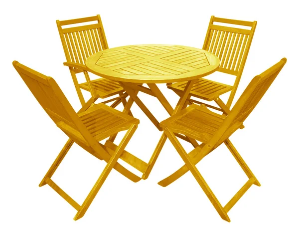 Table et chaises en bois - jaune — Photo