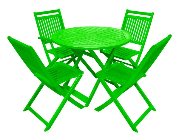 Table et chaises en bois - vert — Photo