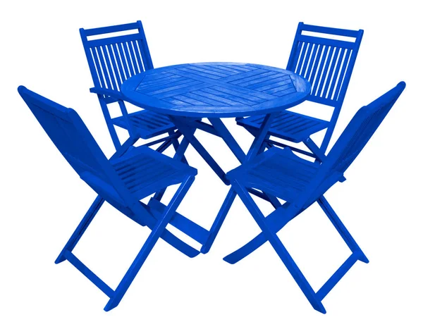 Wooden table and chairs - blue — Stock Photo, Image