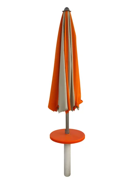 沙滩伞关闭-橙色白色 — 图库照片