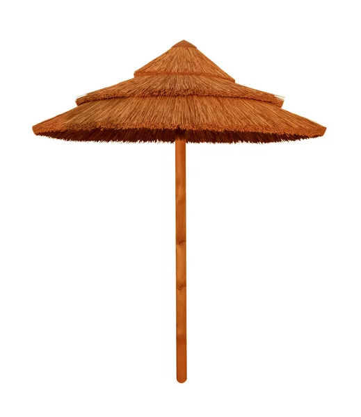 Guarda-chuva de praia de bambu isolado — Fotografia de Stock