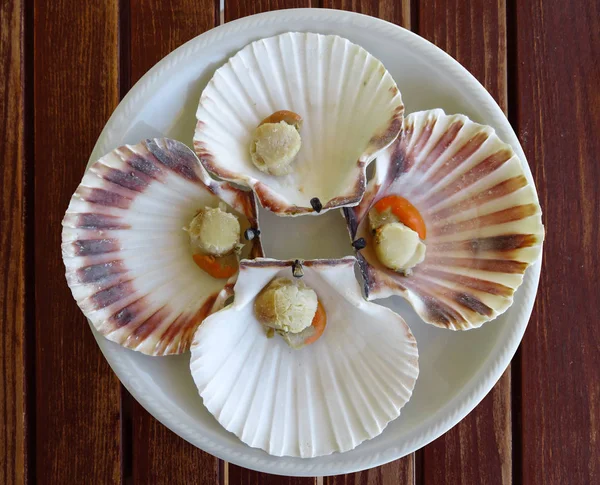 Cooked scallops on a dish — Stock Photo, Image