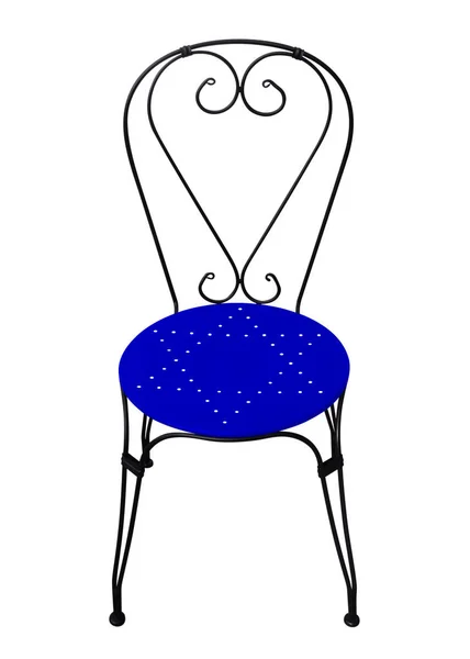 Chaise forgée - assise bleu foncé — Photo