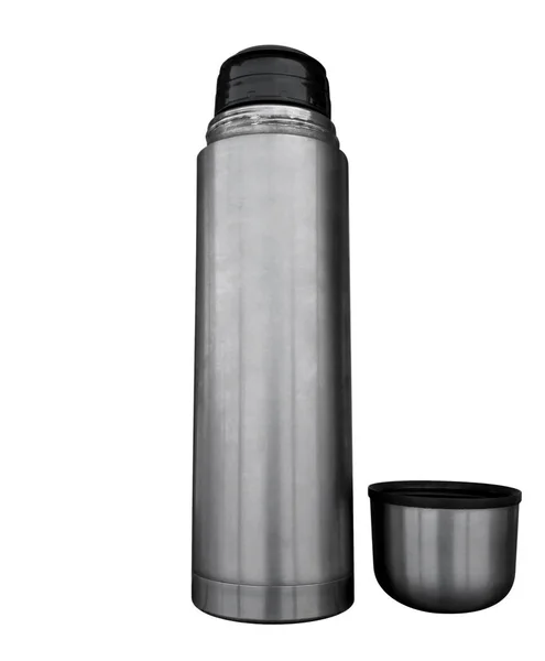 Metal thermos flask isolated — Stock Photo, Image