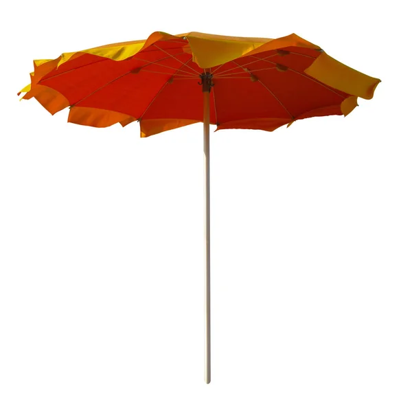 Červená žlutá deštník, samostatný — Stock fotografie