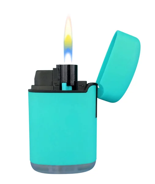 Plast gas lättare med flame - ljusblå — Stockfoto