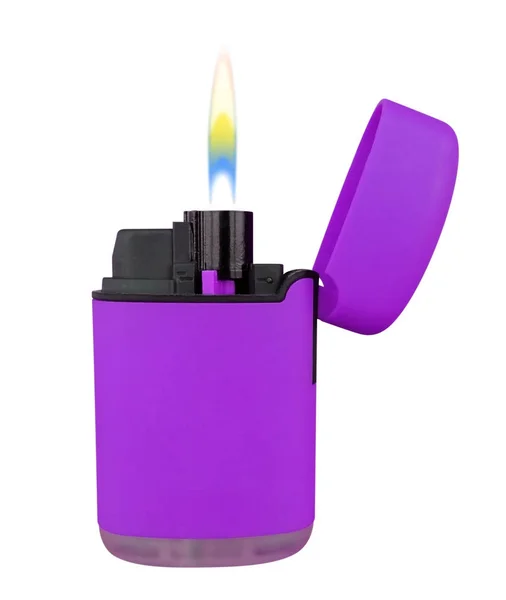 Plast gas lättare med flame - violett — Stockfoto