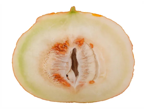 Połowę casaba melon na białym tle — Zdjęcie stockowe