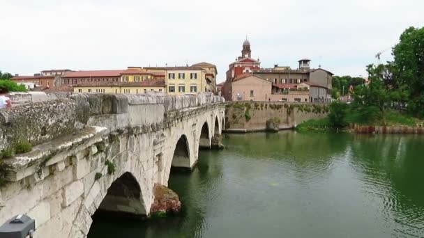 Rimini - Tiberius brug — Stockvideo