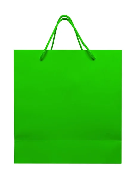Worek papierowy na białym tle - zielony — Zdjęcie stockowe