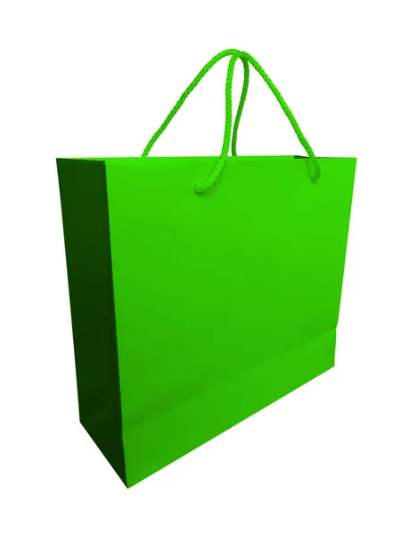 Bolsa de papel aislada - verde —  Fotos de Stock