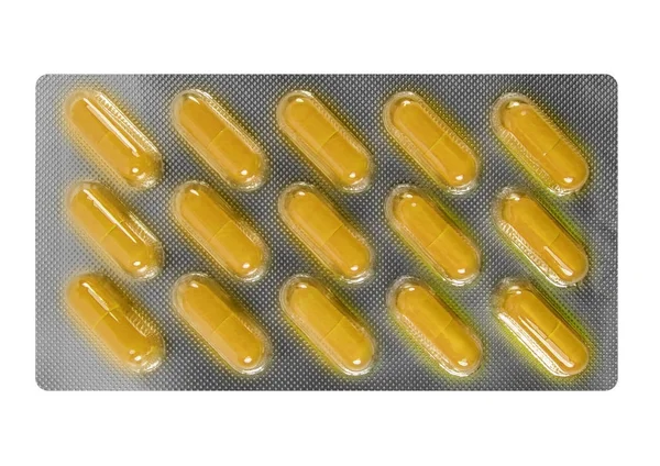 Pack of yellow vitamins — Stock Photo, Image