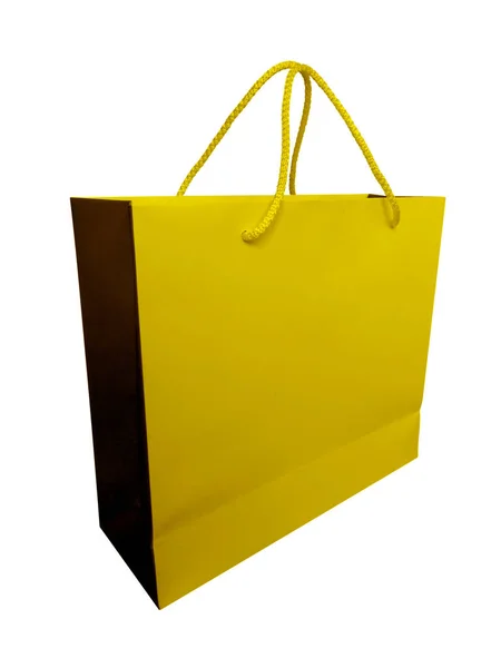 Paper bag isolated - yellow — Stock Photo, Image