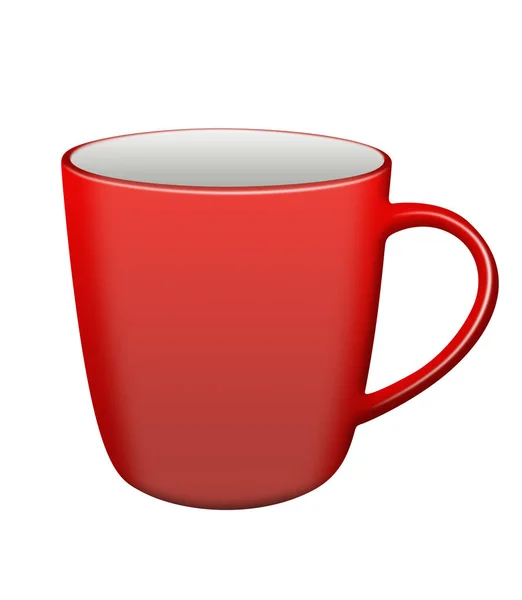 Ceramiczny kubek na białym tle - czerwony — Zdjęcie stockowe
