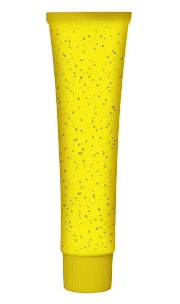 Yellow plastic tube for medicine or cosmetics — Stock Photo, Image