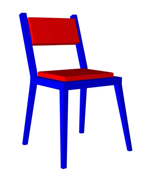 Chaise isolée - rouge et bleue — Photo