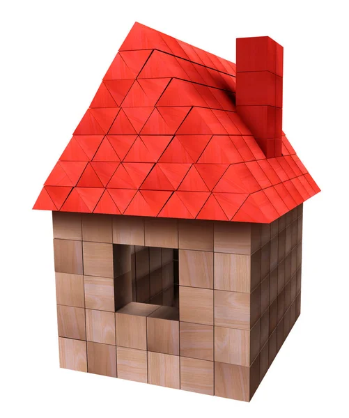 Prosty dom drewniany - czerwony — Zdjęcie stockowe