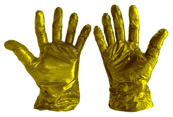 Guantes desechables de plástico amarillo — Foto de Stock