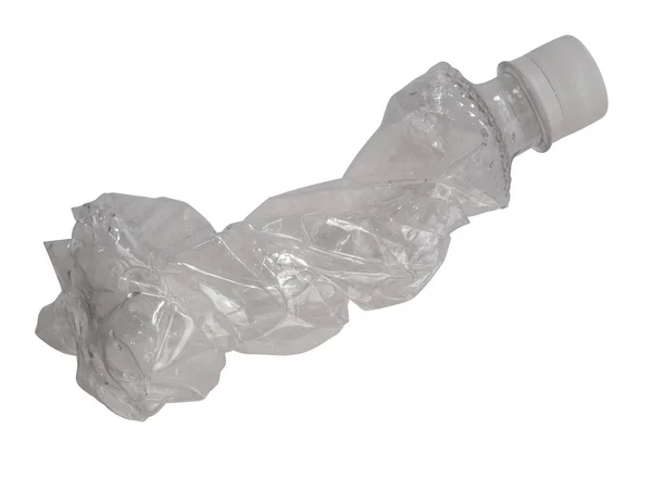Bottiglia di plastica schiacciata — Foto Stock