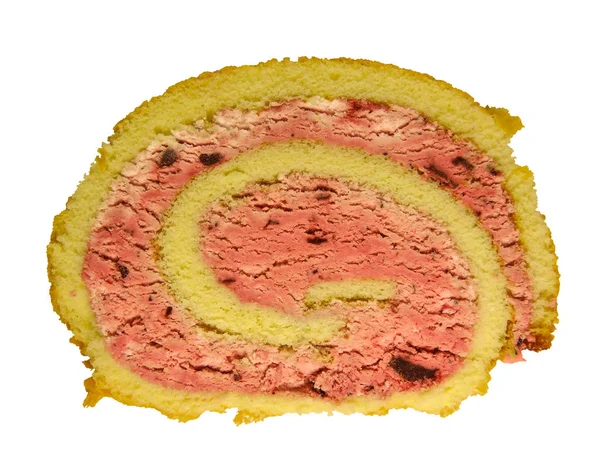 Skiva av svamp tårta rulle isolerad — Stockfoto