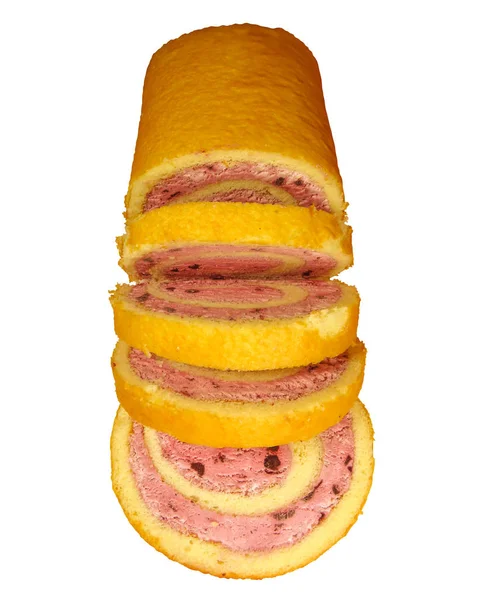 Rollo de pastel de esponja aislado — Foto de Stock