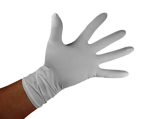 Ιατρικά Λαστιχένια Γάντια Απομονωμένα Λευκό Φόντο Περιλαμβάνεται Διαδρομή Αποκοπής — Φωτογραφία Αρχείου
