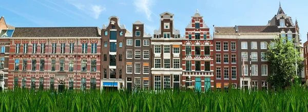 Amsterdam Şehri Tipik Hollandalı Evleri — Stok fotoğraf