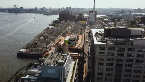 Αεροφωτογραφία Της Περιοχής Brooklyn Στη Νέα Υόρκη Drone America Που — Αρχείο Βίντεο