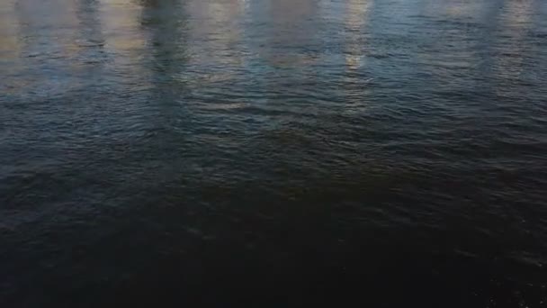 ニューヨークのマンハッタンの空の景色アメリカのドローンはイースト川を下り有名な街の繁華街へ — ストック動画
