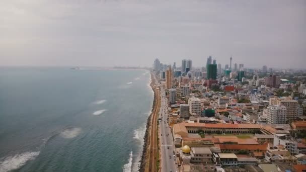 Úžasný Letecký Pohled Colombo Sri Lanka Drone Létání Přes Rušné — Stock video