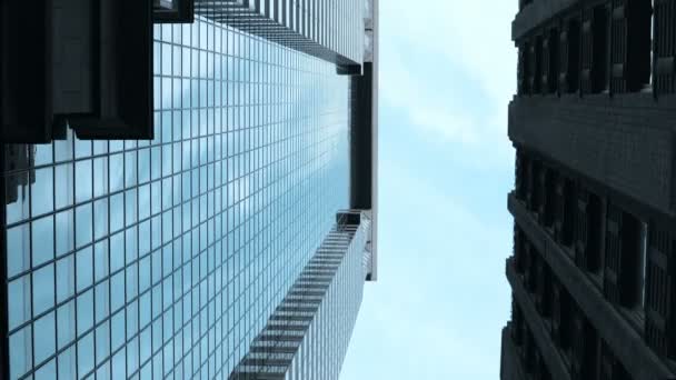 Förhöjd Syn Affärsgatan New York America Glas Och Betong Skyskrapor — Stockvideo