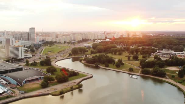 Minsk Cidade Timelapse Rio Svisloch Belarus — Vídeo de Stock