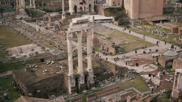 Panorama Mramorovým Obloukem Septimius Severus Římě Itálie Dům Vestal Leží — Stock video