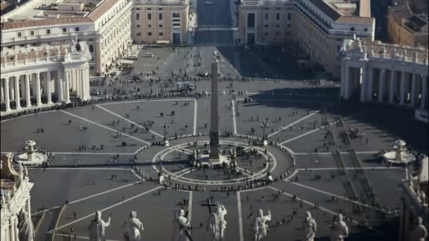 Stop Motion Shot Saint Peters Square Full People View Dome — Stock Video