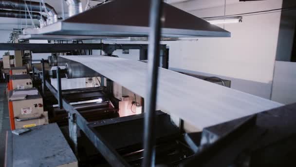 Papel Proceso Una Máquina Impresión Impresión Detalle Del Establecimiento Impresión — Vídeo de stock