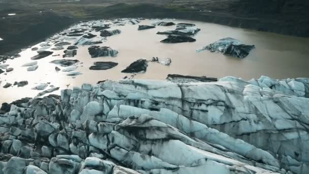 Vista Aérea Geleira Vatnajokull Iceland Helicóptero Voando Sobre Iceberg Derretimento — Vídeo de Stock